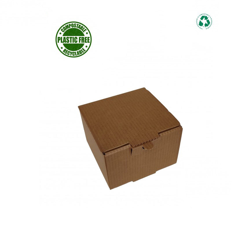 Bio Burger Snackbox kraftbraun 13x13x9cm plastic free