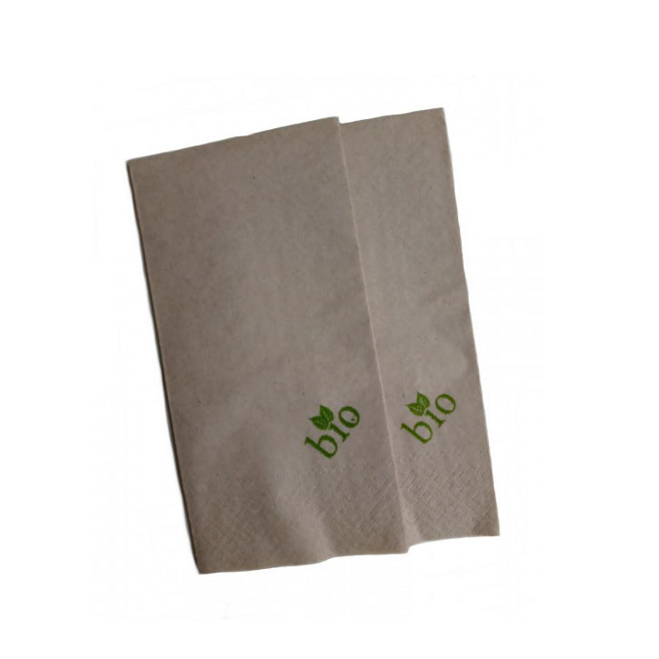 Bio Papierservietten 33x33cm kraftbraun 2-lagig 1/8 Falz bio Logo