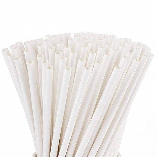 Paper jumbo cocktail drinking straws white 230x7 mm Horeca quality