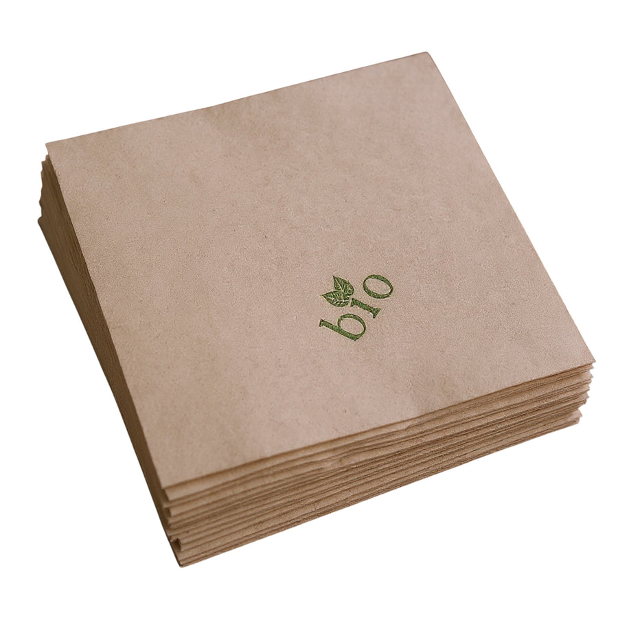 eco Papierservietten kraftbraun 33x33 cm 2-lagig 1/4 Falz Druck "eco"