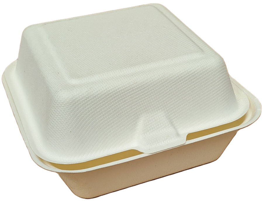 Burgerbox Bagasse 140x140x80mm weiß