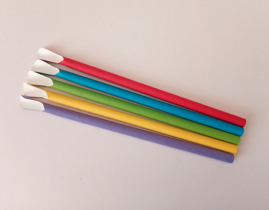 Papier Löffel-Trinkhalme bunt gemischt 200x8 mm Horeca Qualität