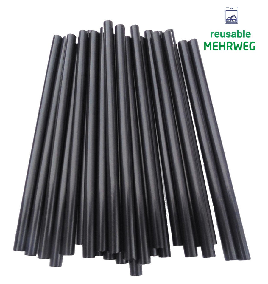 Mehrweg Jumbo Trinkhalme 8x240mm schwarz | Foodypack.de