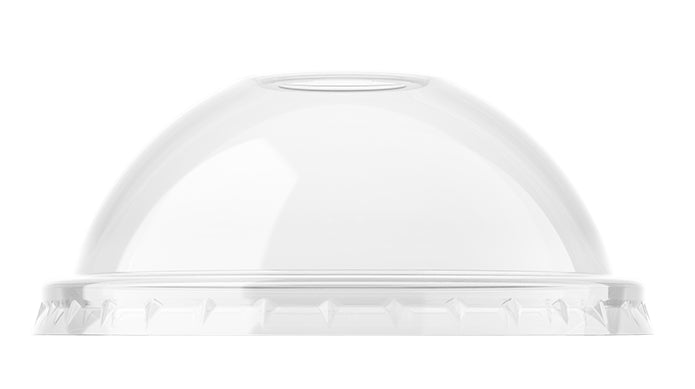 rPET DOM Deckel Ø 95mm mit Loch für PET Clear Cups | Foodypack.de