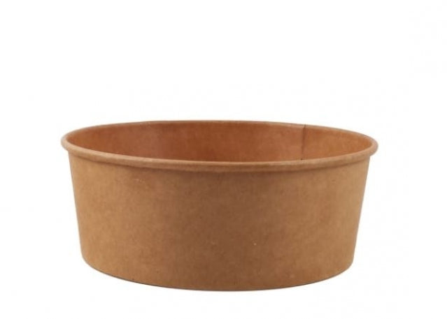 Salat-, Snackschale to go aus Pappe 1000 ml Ø187mm Höhe 52 mm kraftbraun | Foodypack.de