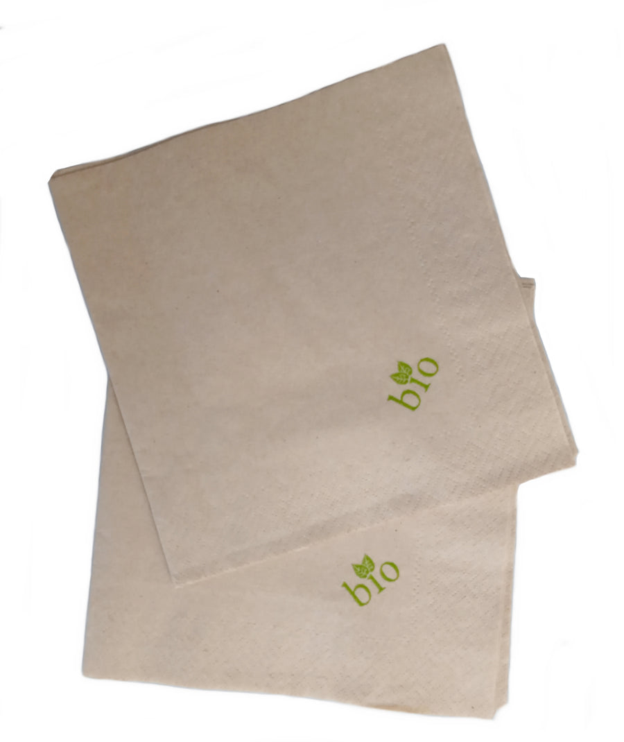 Bio Papierservietten kraftbraun 40x40cm 2-lagig 1/4 Falz eco Druck