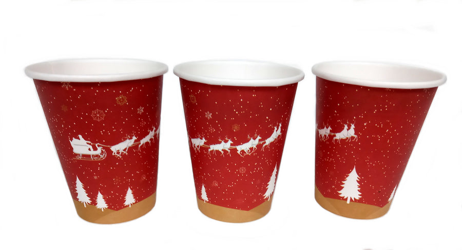 Glühweinbecher Weihnachten 0,2l rot gold