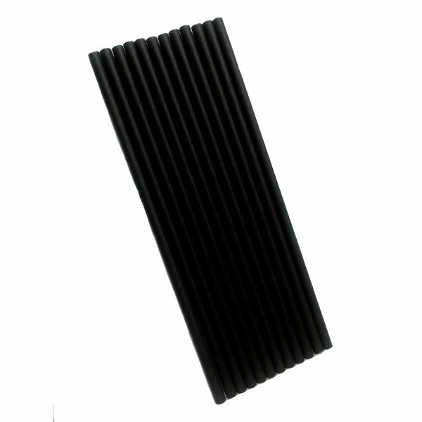 Papier Jumbo Cocktail Trinkhalme schwarz 200x7 mm einzeln in Papier verpackt