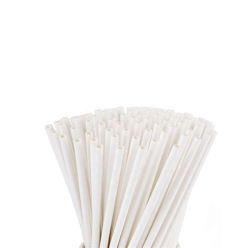 Papier Trinkhalme eco weiß 200x6 mm