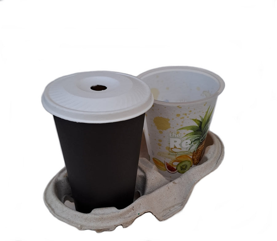 2er Becherträger, Becherhalter, Bechertablett, Cup Carrier aus Papierfaser | Foodypack.de