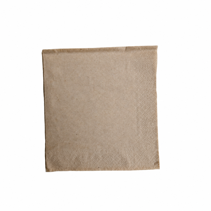 Kraftbraune Papierserviette, Produktabbildung mit retuschiertem Aufdruck