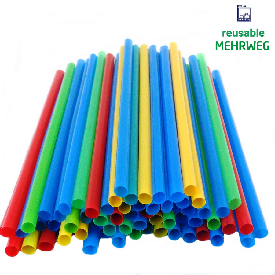 Mehrweg Jumbo Trinkhalme 7x220mm bunt | Foodypack.de