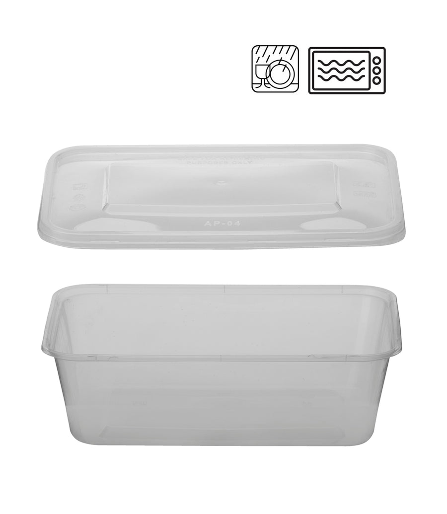 PP Schale 650ml transparent 170x120x55 mm mit Deckel mikrowellengeeignet wiederverwendbar | Foodypack.de