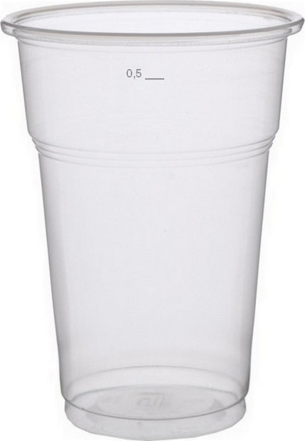 PP Plastikbecher 0,5l Bubble tea Becher, Bierbecher Einwegbecher transparent 22 oz/ 600 ml 0,5 l Füllstrich